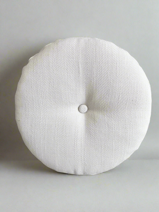 12” Round Pillow - Herringbone Cream